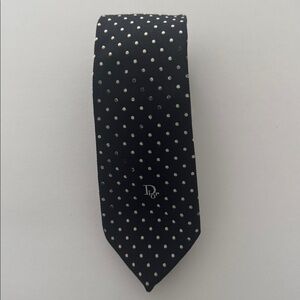 Christian Dior (Paris) Black Polka Dot Tie